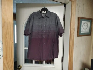 NWT Ascend Gray Maroon Ombre Short Sleeve Button Down Shirt Men's XL - Picture 1 of 2