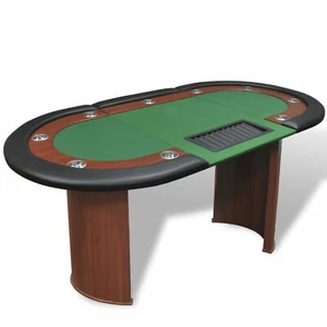 CIADAZ 10-Player Poker Table with Dealer Area and Chip Tray Green, C7A9 - Picture 1 of 9
