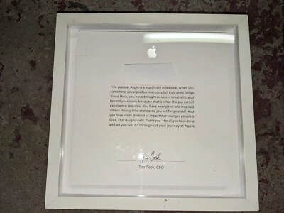 Apple 5 Year Anniversary Award Plaque Computer Tech Tim Cook Signed Signature - Image 1 of 4