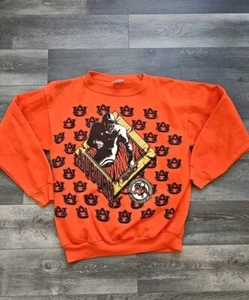 Vintage Auburn Tigers XL Tultex 90s Sweater Orange Made In USA Pullover - Picture 1 of 12