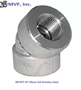 1" 3000 (3M) Threaded (NPT) 45° Elbow 316 Stainless Steel Fitting <SS020611316 - Picture 1 of 4