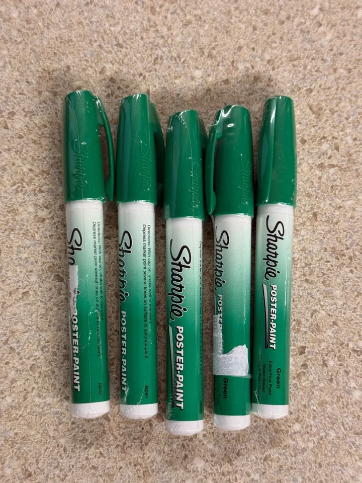 Lote de 5 marcadores de pintura para póster Sharpie a base de agua punta extra fina verde nuevos Foto 1 de 1