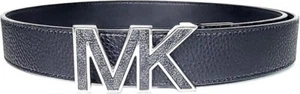 Cinturón Michael Kors Para Hombres Hebilla Plateada Logo MK Negro (40) Nuevo Con Etiquetas - Imagen 1 de 1