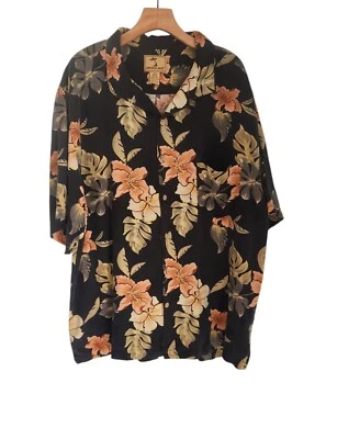 Jamaica Jaxx Hawaiian Shirt 100% Silk Black Floral Tropical Beach XXL 2XL  - Image 1 of 4