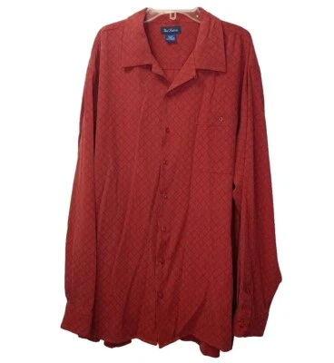 Camisa de vestir de seda Paul Fredrick para hombre 2X alta Preppy punto diamante botón geométrico  Foto 1 de 4