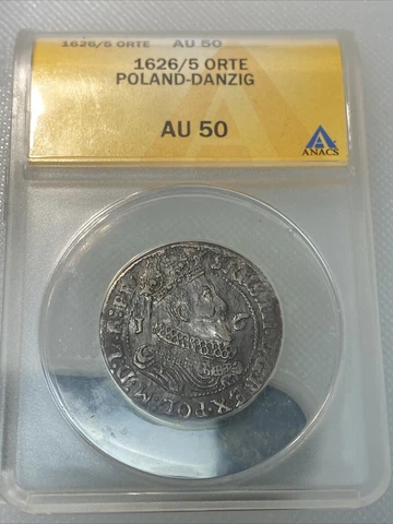 1626/5 Poland Ort 1/4 Thaler Danzig ANACS AU 50 Cover