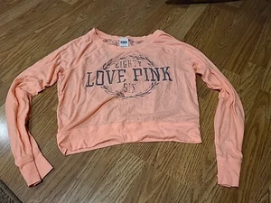 Victoria's Secret Small Long Sleeve Crop Top Lacey Back Light Orange - Picture 1 of 4