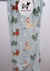 Berkshire Doggie Drawings Plush Throw Blanket 50 X 70 Retriever Dog NWT - Picture 1 of 6