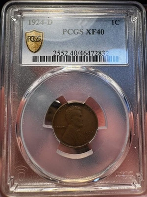 1924 D Lincoln Cent Penny PCGS XF40 - Image 1 of 4