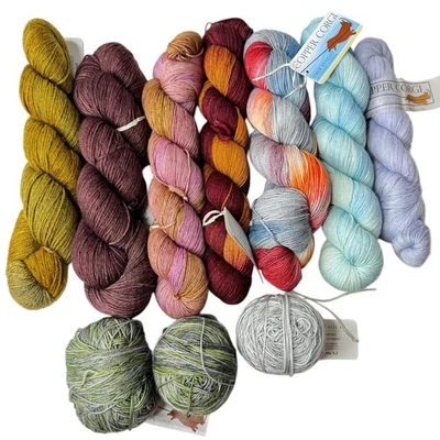Copper Corgi hand dyed fingering yarn 9 colors Silk, Alpaca, Merino,  - Image 1 of 4