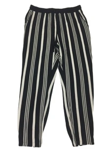 M&S Women's Trousers Size 12 Petite Black Mix Striped Pocket Drawstring New F1 - Picture 1 of 11