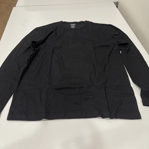 True Classic Classic Long Sleeve Henley Black L - Picture 1 of 3