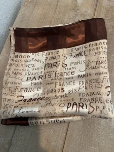 Vintage Paris Scarf Women's Brown Cream Paris All Over Written Different Fonts - Picture 1 of 4