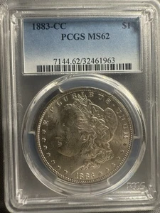 1883-CC U.S. $1 Morgan Silver Dollar PCGS MS62 T-206 - Picture 1 of 2