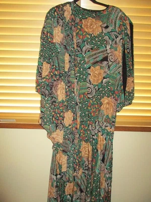 Vestido maxi DIANE FREIS original multicolorido vintage dos anos 70-80 - Imagem 1 de 4