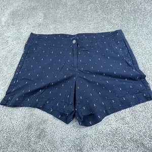 Nautica Shorts Womens 16  Blue White Chino Flat Front Sailing Yachting Stretch - Picture 1 of 16