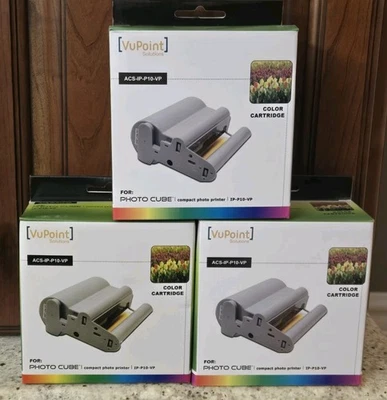 LOTE DE 3 NUEVOS SELLADOS VuPoint ACS-IP-P10-VP Cartuchos de Color para Impresora de Cubos de Fotos Foto 1 de 4