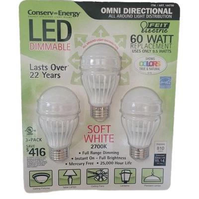 Feit Electric 60 Watt Replacement LED Dimmable Bulbs Omni Direct NEW SEALED - Image 1 of 2