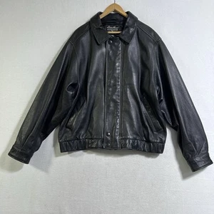 Vintage Eddie Bauer schwarze Leder Bomberjacke Herren Large Flieger 90er - Bild 1 von 13