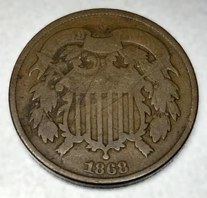 1868 Two Cent Piece Almost Good AG Coin - 0523 - Picture 1 of 2