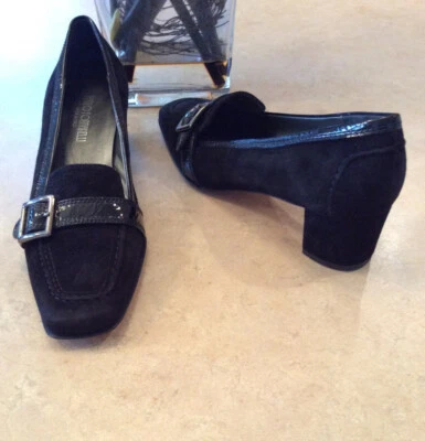 Nuevos Zapatos Renzo Fontanelli Negro Gamuza Charol Talla 9B, Hechos en Italia, $200 Foto 1 de 4