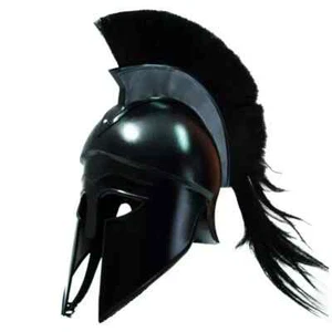 Medieval Corinthian Helmet With Black Plume Knight Spartan Costume Greek Armor - Picture 1 of 3