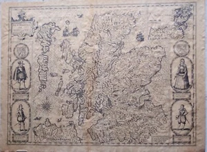 Schottland Antike Pergament Papier Karte Pergamentpapier 1610 Reproduktion - Bild 1 von 3