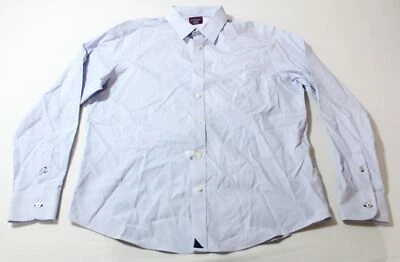 Untuckit Мужская L/S хлопок пуговицы в полоску платье рубашка CL8 синий/белый большой - Изображение 1 из 4