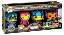 Funko Pop Marvel BlackLight 4 Pack Captain America Iron Man Thor Doctor Strange
