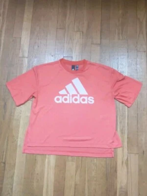 Adidas Camiseta Recortada Para Mujer Mediana Coral Manga Corta Camiseta 3 Rayas Logo  Foto 1 de 4