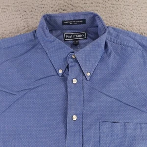 Paul Fredrick Shirt Mens XL 17 35 Blue Geometric 100% Cotton Twill Button Up - Picture 1 of 12
