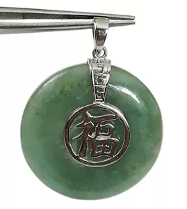 Auténtico colgante de plata 925 de jade de ley artesanías tailandesas verde jadeíta gemas naturales - Imagen 1 de 13