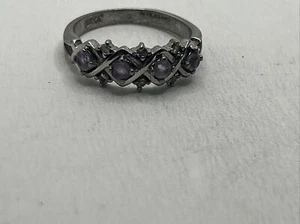 Vintage 925 Sterling Silver round cz's ring size 9 - Picture 1 of 5