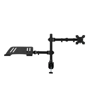 Monitor Stand Dual Arm Desk Mount Bracket Screen Laptop Tray Holder Adjustable - Picture 1 of 11
