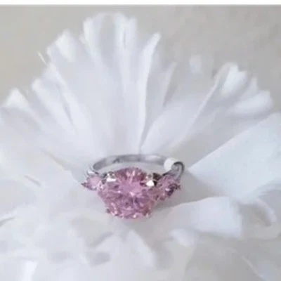Valentines Pink Cubic Zirconia Ring White Gold Filled Size 7 New - Image 1 of 4