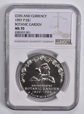 MS70 1997-P Botanic Garden Coin & Currency Commem. Silver Dollar NGC Brown - Image 1 of 4