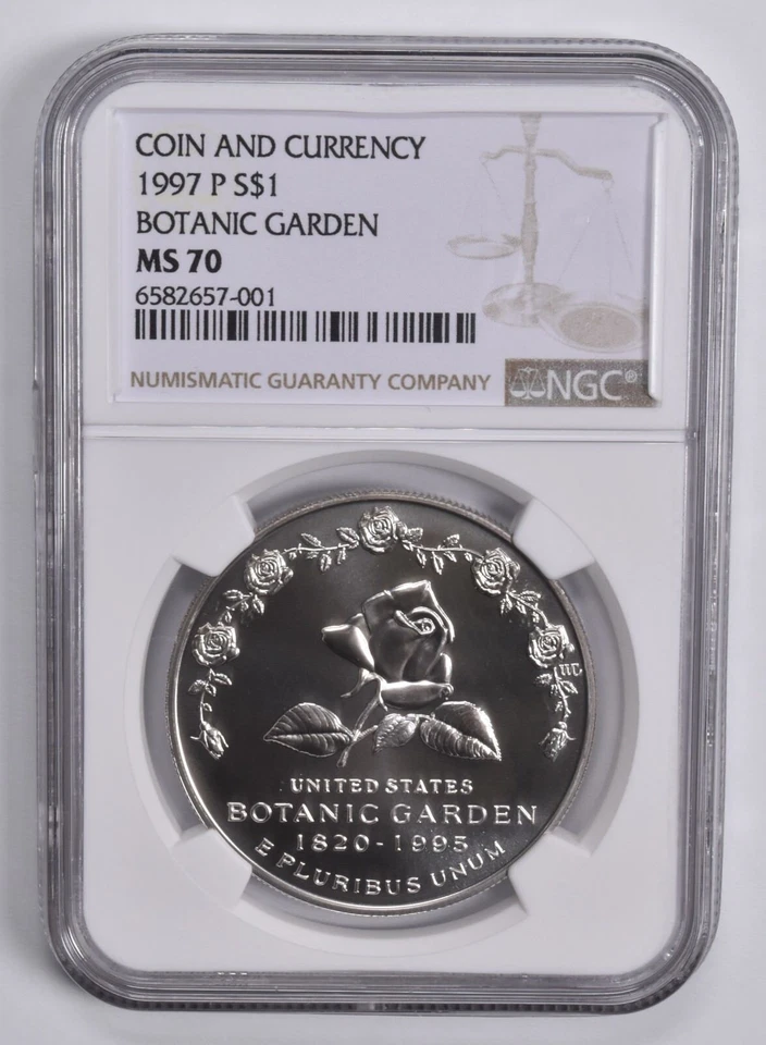 MS70 1997-P Botanic Garden Coin & Currency Commem. Silver Dollar NGC Brown - Image 1 of 4