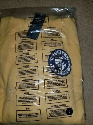 Nuevo con etiquetas Pullover Abercrombie & Fitch Mujer Bordado Logo Sudadera con Capucha Amarillo Grande Foto 1 de 2