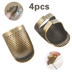 4pcs Metal Sewing Thimble Finger Protector Ring Craft DIY Pin Needle Shield Tool - Picture 1 of 12