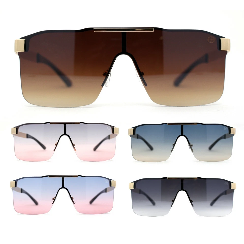 Elegant Rimless Flat Top Mobster Shield Racer Sunglasses - Image 1 of 1