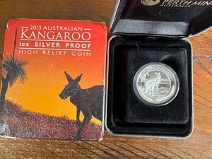 2013 Australian Kangaroo 1oz Silver Proof High Relief Coin in OGP - Picture 1 of 1