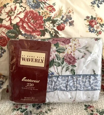 Waverly QUEEN Belle Rive III Sheet Set Floral Luxury Percale - Image 1 of 4