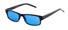 Gangster Slim Square Sunglasses Glossy/Black Color Lenses Spring Hinges 44C