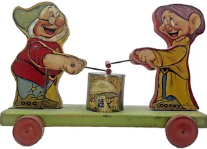 Dopey Doc Dwarves Pull Toy Drummer 1937 #770 Disney WD Ent Nicely Restored Drum - Picture 1 of 15