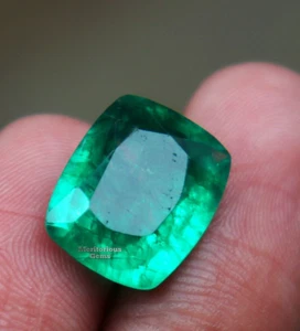 Certified Natural Colombian 8-10 Ct Green Emerald Cushion Cut Loose Gemstone - Picture 1 of 6