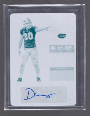 DeAndre Goolsby 2018 Contenders Draft Picks Cyan Printing Plate Auto 1/1 - Image 1 of 2