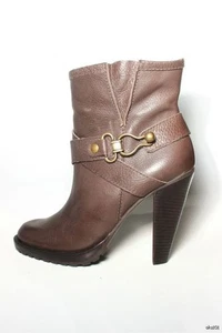 new $380 CYNTHIA VINCENT dark brown FUR shearling ANKLE BOOTS shoes 7 - Picture 1 of 4