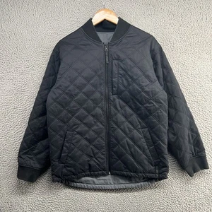 BYLT Hi Lo Reversible Bomber Jacket Mens Medium Black Quilted Oversized Puffer - Picture 1 of 18
