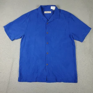 Tommy Bahama Shirt Mens Medium Blue Silk Hawaiian Button Up * - Picture 1 of 8