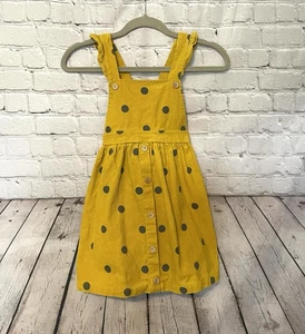 Blueberi Boulevard Size 6 Corduroy Dress Mustard Yellow Gray Polkadot LKNW - Picture 1 of 6